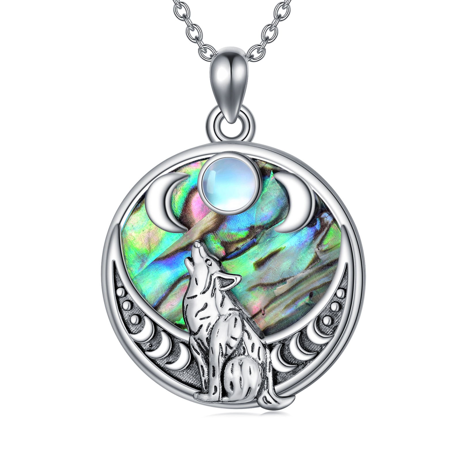 Sterling Silver Wolf Pendant Necklace for Women
